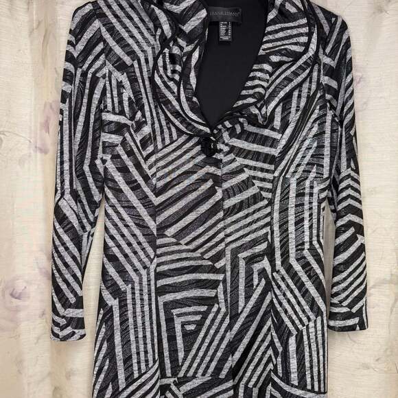 Frank Lyman Design Black & Silver Geometric‎ Pattern jacket Size 6 - Picture 1 of 5